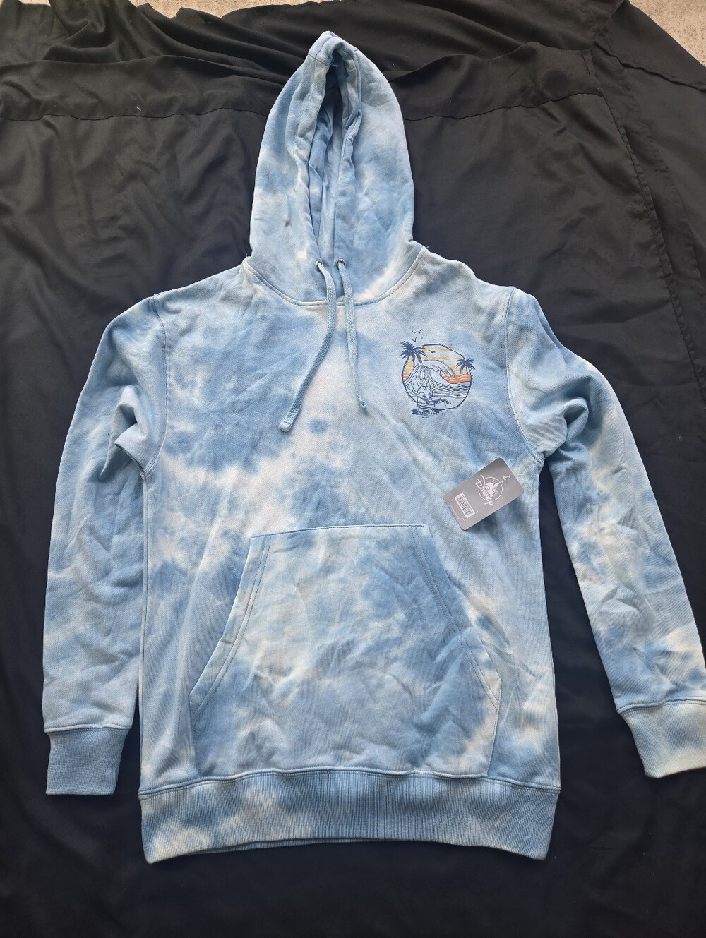 Disney Lilo And Stitch  Blue and White Tie-Dye Hoodie Sweatshirt New
